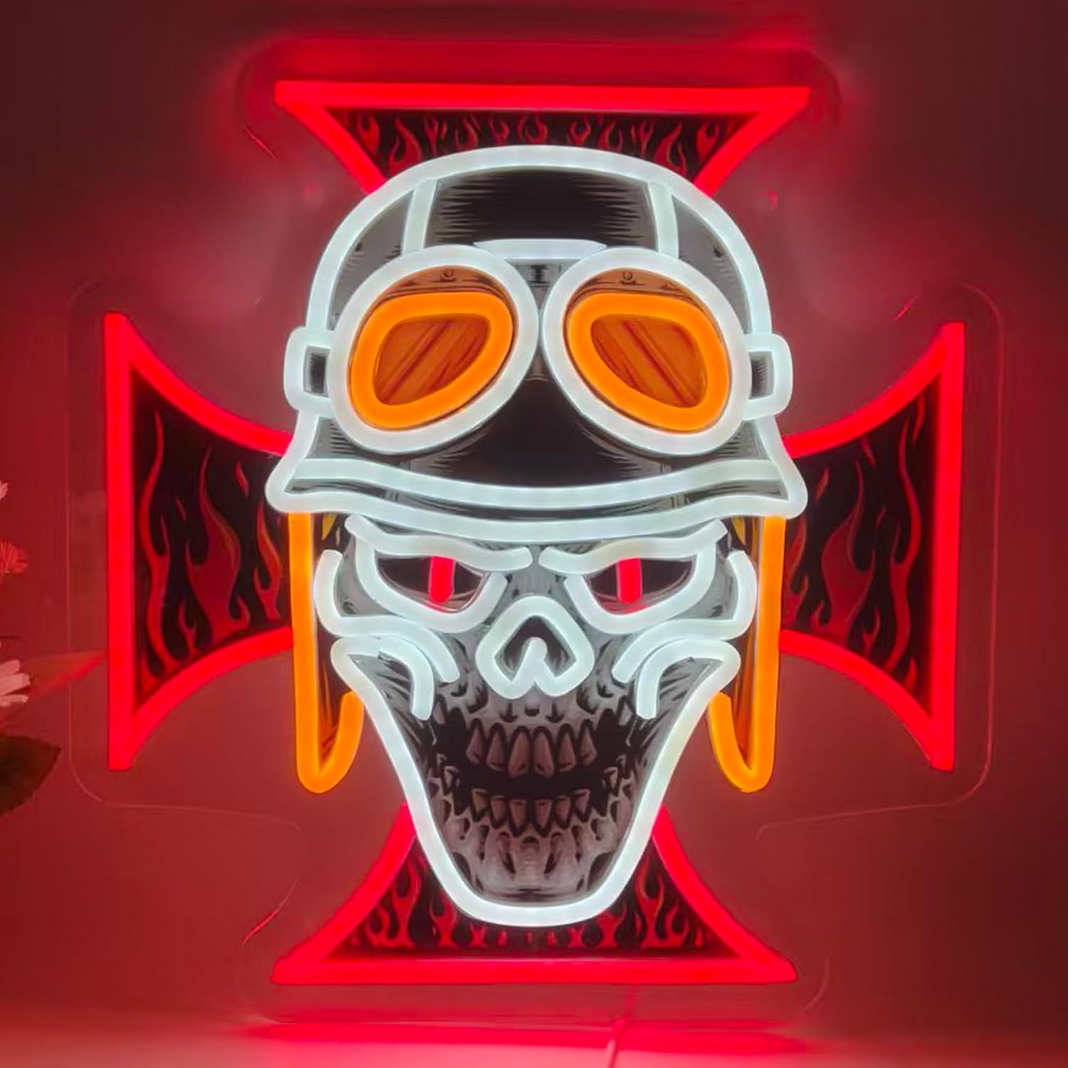 Biker Skull Cross LED Neon Sig - Lighting Christmas Decor recension och pris