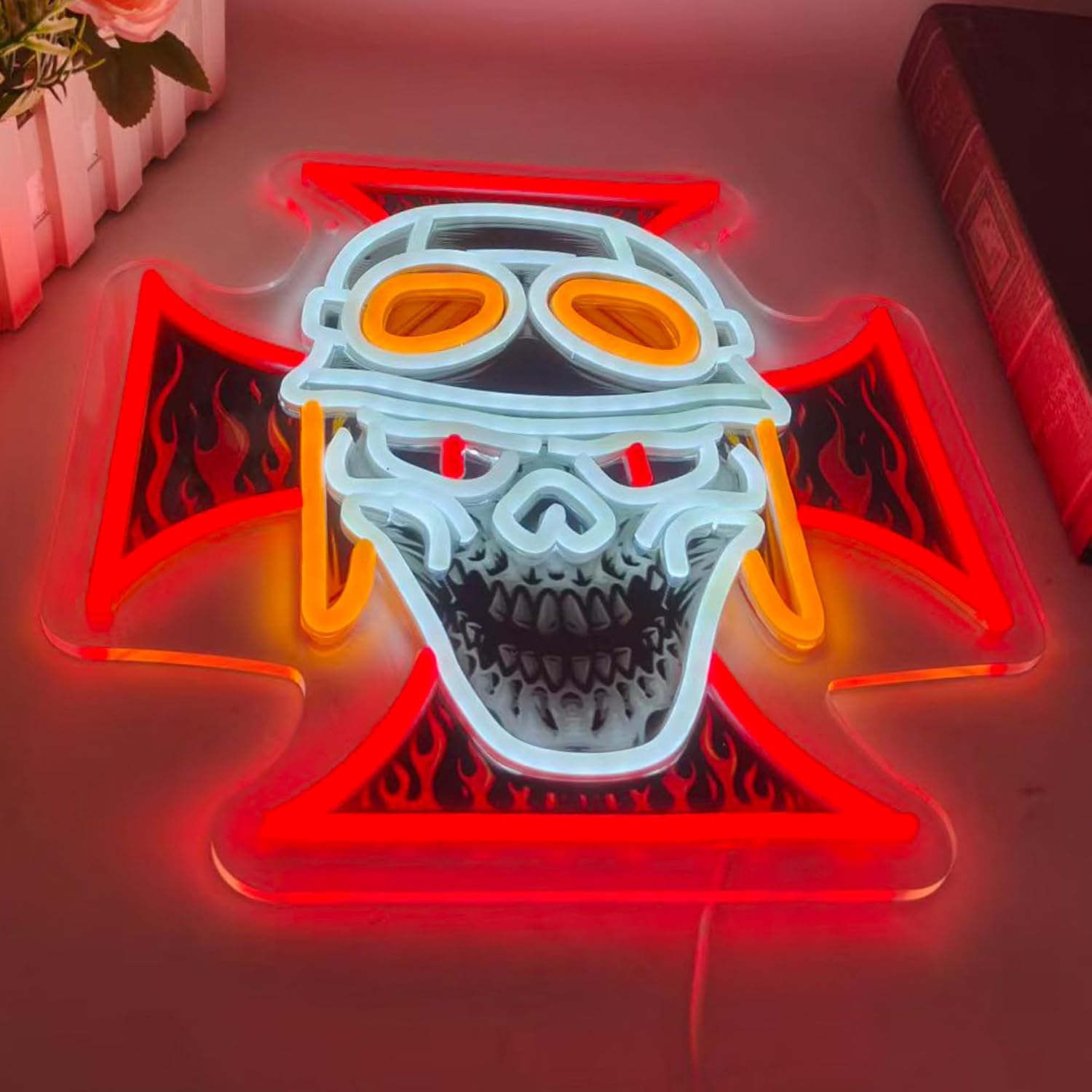 Biker Skull Cross LED Neon Sig - Lighting Christmas Decor recension och pris