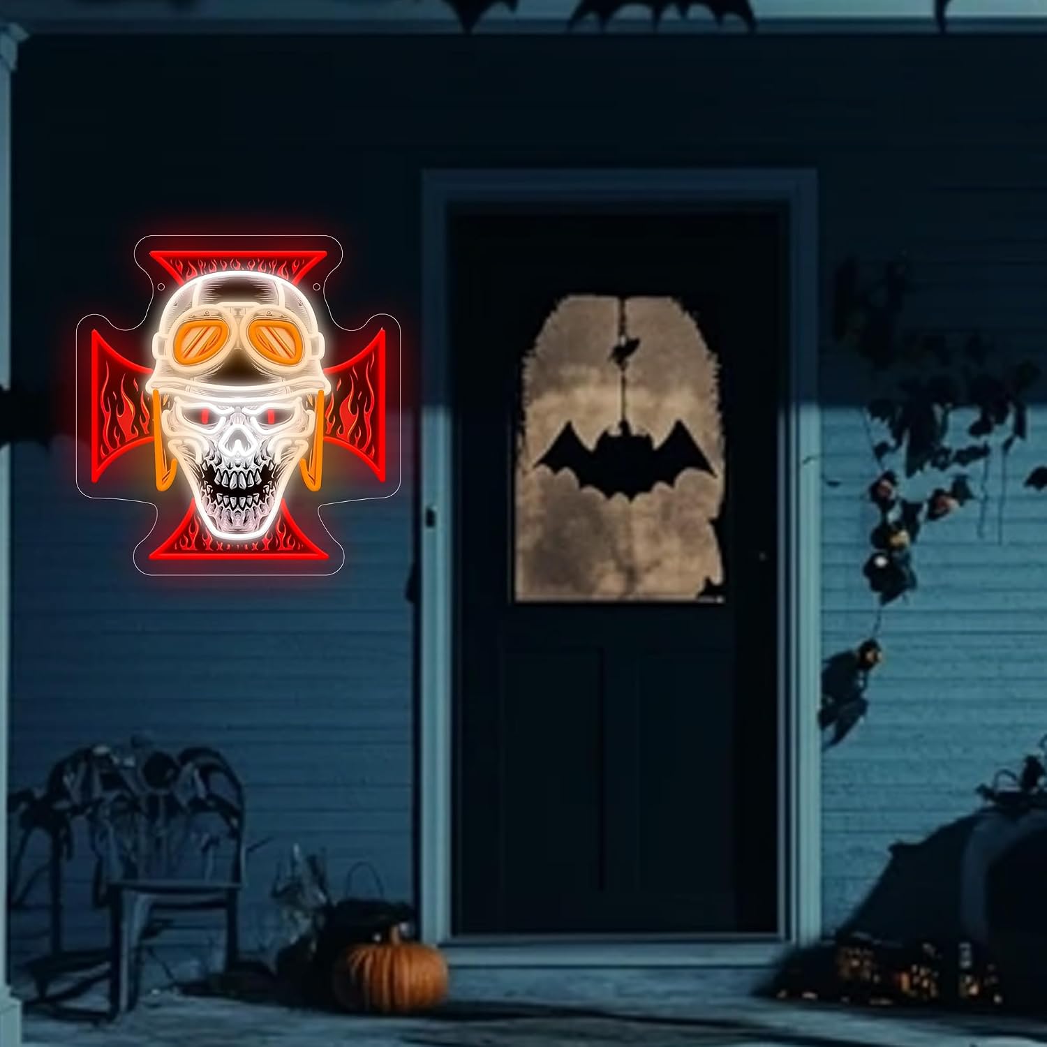 Biker Skull Cross LED Neon Sig - Lighting Christmas Decor recension och pris