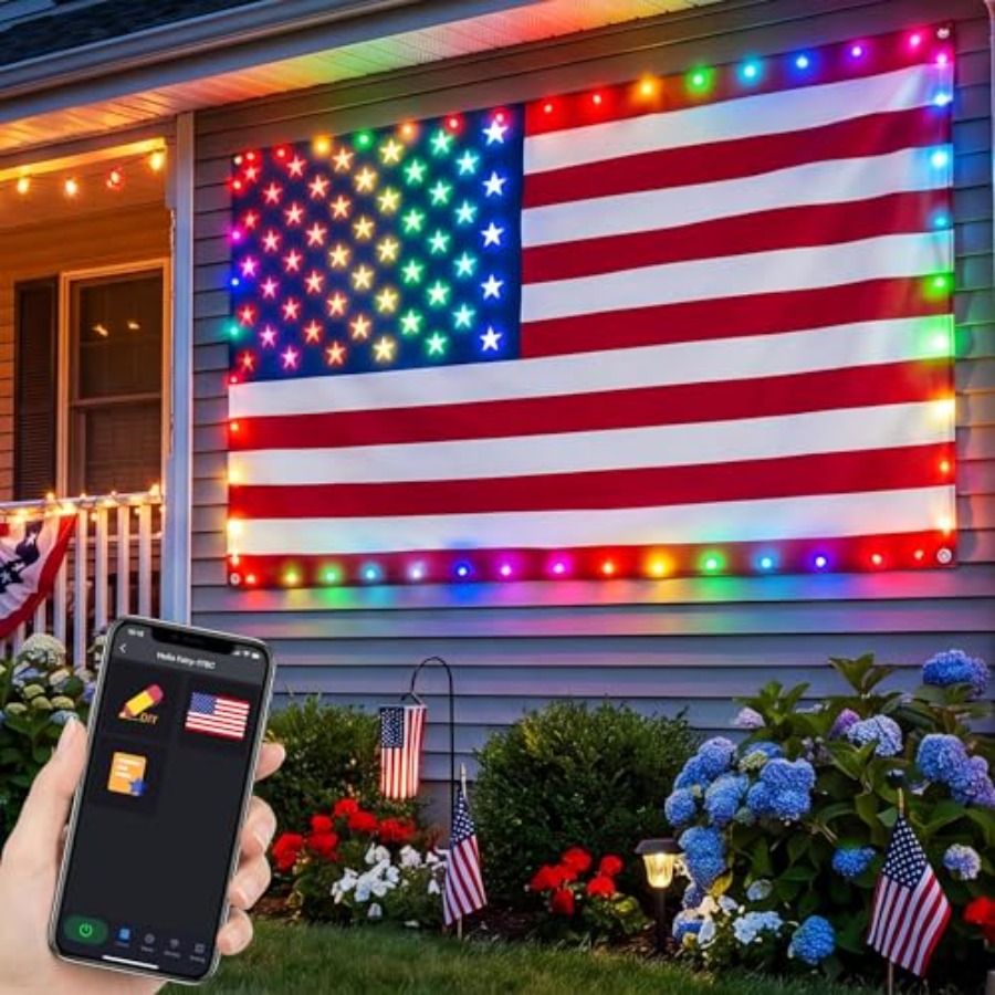 Smart Lighted American Flag 3x - Up Lighting Decor recension och pris