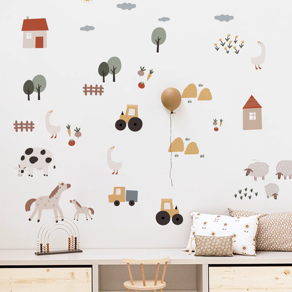 Boho Cartoon Cute Cows Farm An - Lighting Mcqueen Bedroom Decor recension och pris