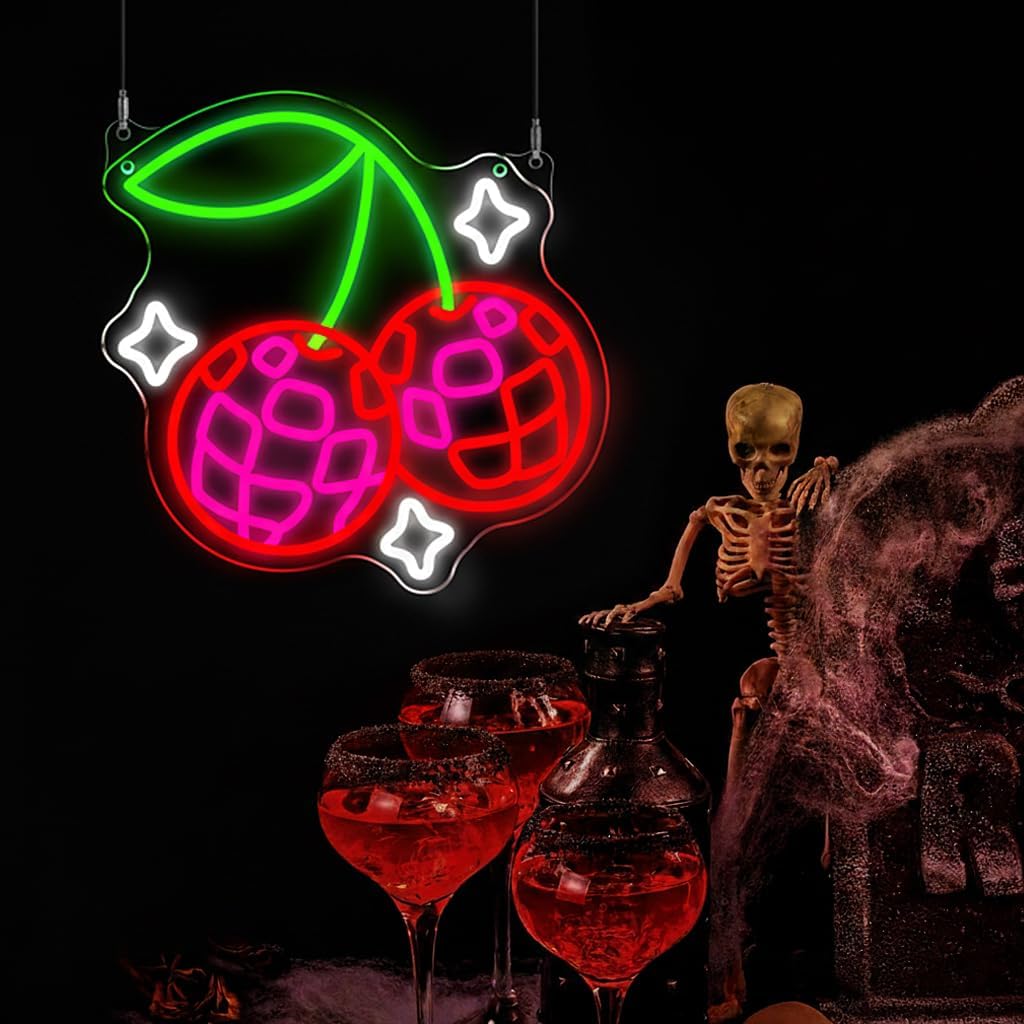 Disco Ball Cherry LED Neon Sig - Lighting Christmas Decor recension och pris