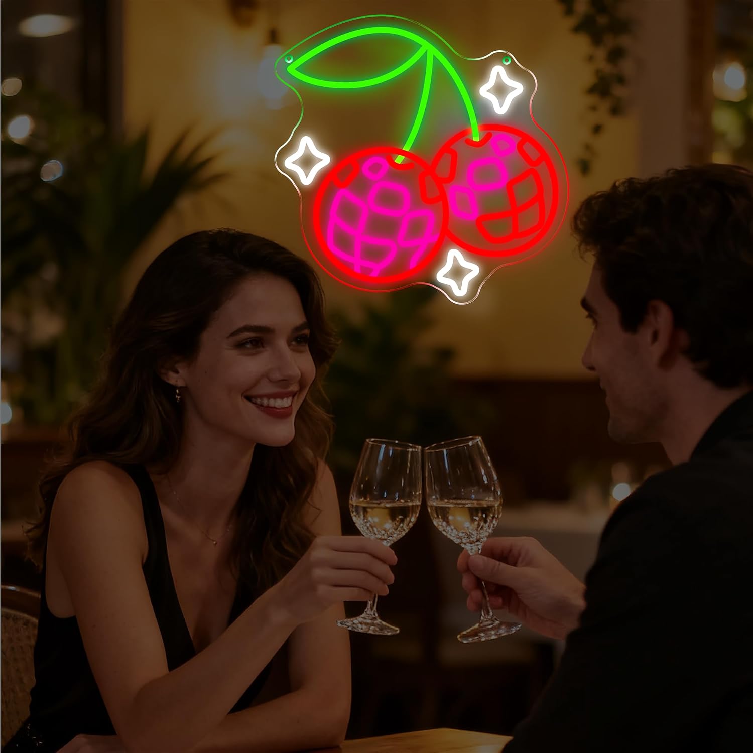 Disco Ball Cherry LED Neon Sig - Lighting Christmas Decor recension och pris