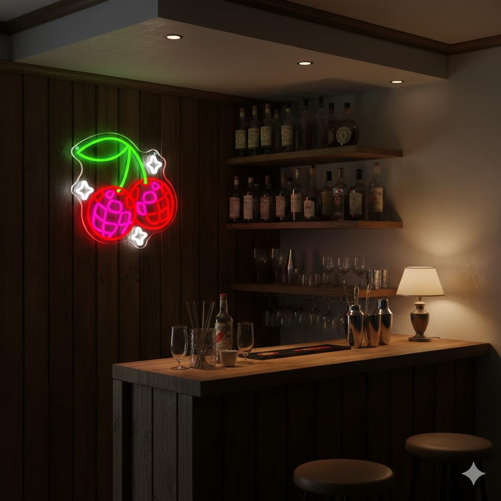 Disco Ball Cherry LED Neon Sig - Lighting Christmas Decor recension och pris